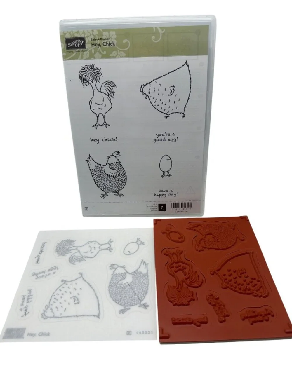 Stampin Up! Hey Chick Rubber Stamp Set Sale-A-Bration 7 Pieces Craft Cardmaking